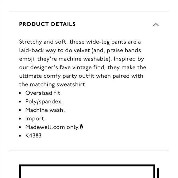 Madewell velvet crop wide leg - Picture 3 of 9